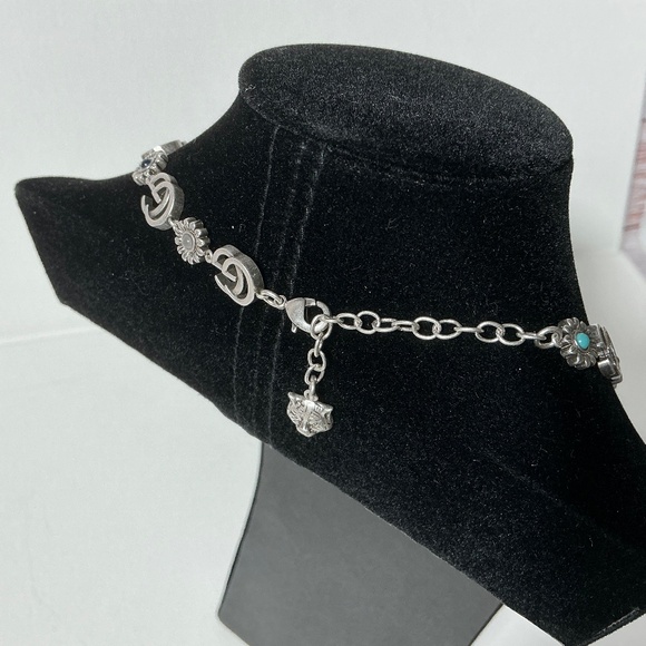 Gucci GG Vintage Silver Blue Stone Necklace with Box - Picture 3 of 3